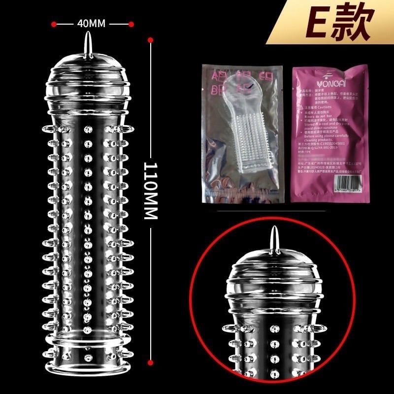 Bao cao su đôn silicone trong suốt có gai giúp tăng kích thước và kích thích.