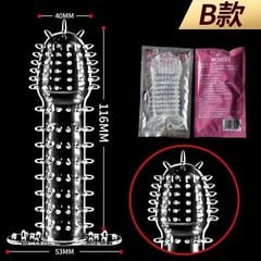 Bao cao su đôn silicone trong suốt có gai giúp tăng kích thước và kích thích.