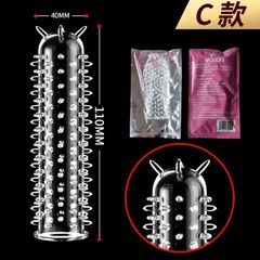 Bao cao su đôn silicone trong suốt có gai giúp tăng kích thước và kích thích.
