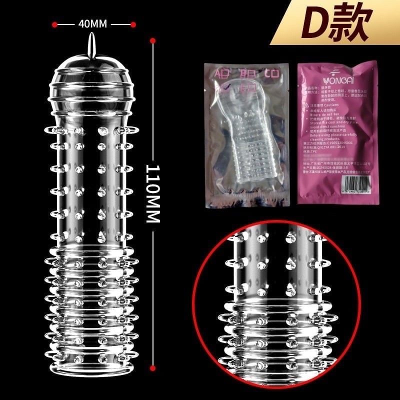 Bao cao su đôn silicone trong suốt có gai giúp tăng kích thước và kích thích.