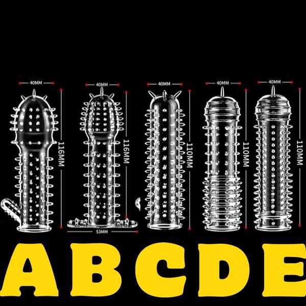 Bao cao su đôn silicone trong suốt có gai giúp tăng kích thước và kích thích.