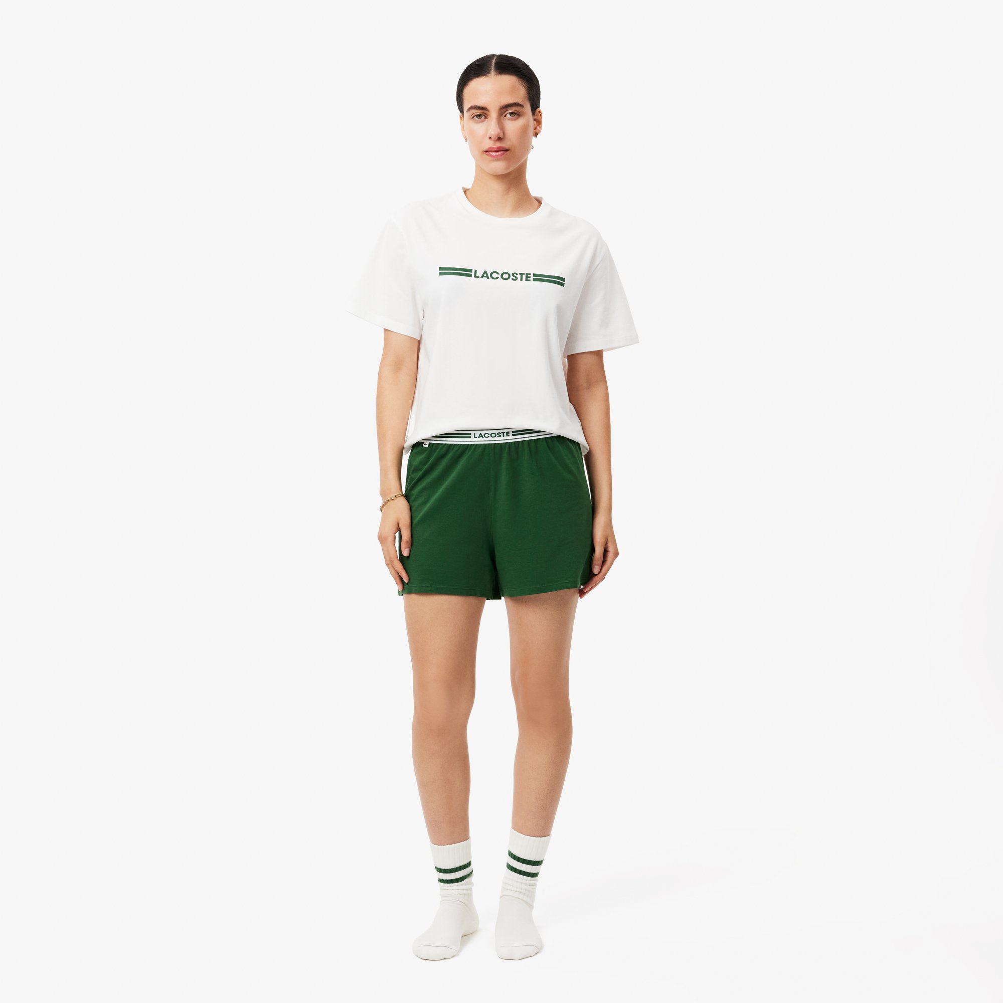 Bộ Đồ Ngủ Lacoste Nữ Bằng Cotton