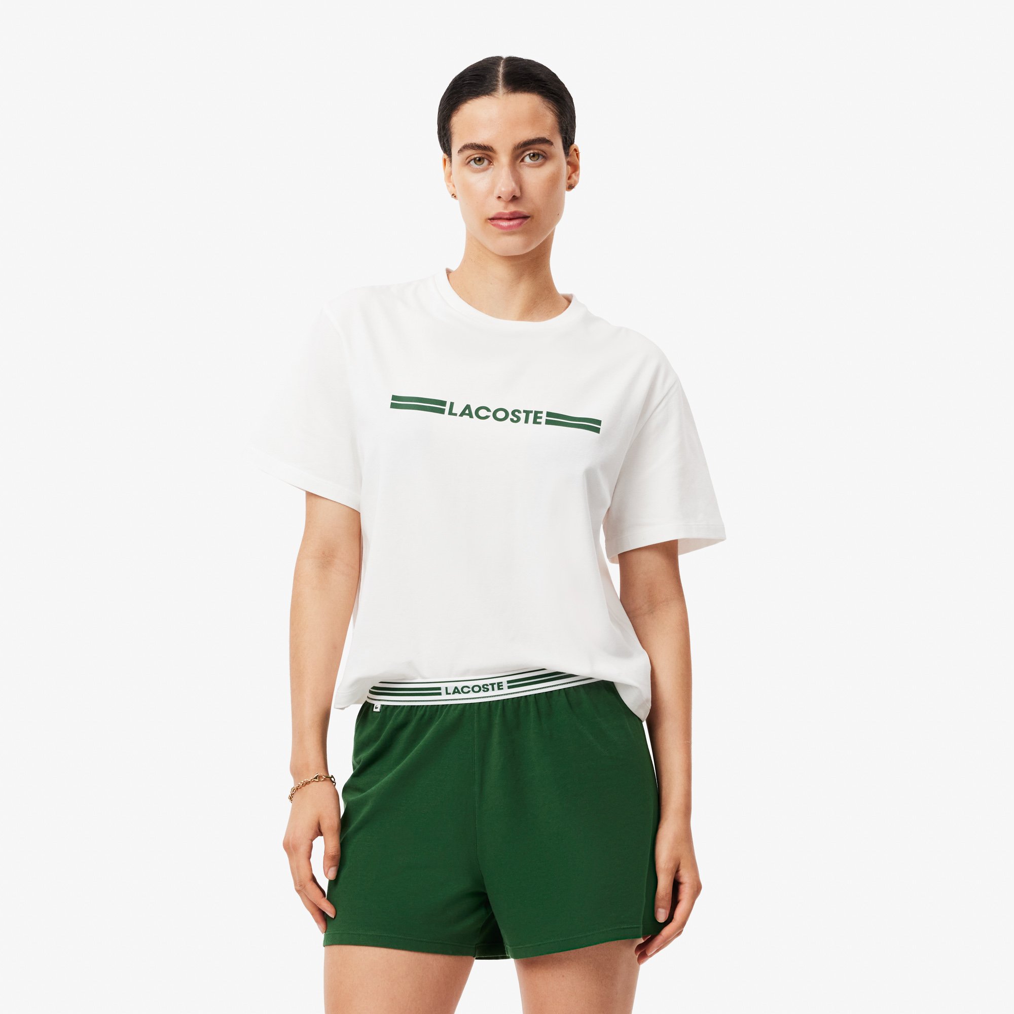 Bộ Đồ Ngủ Lacoste Nữ Bằng Cotton