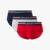 Bộ 3 Quần Lót Lacoste Nam Chất Liệu Cotton Đơn Sắc Có Logo Ở Lưng Quần