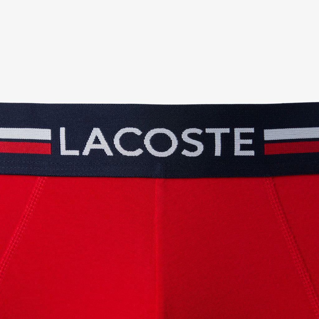 Bộ 3 Quần Lót Lacoste Nam Chất Liệu Cotton Đơn Sắc Có Logo Ở Lưng Quần