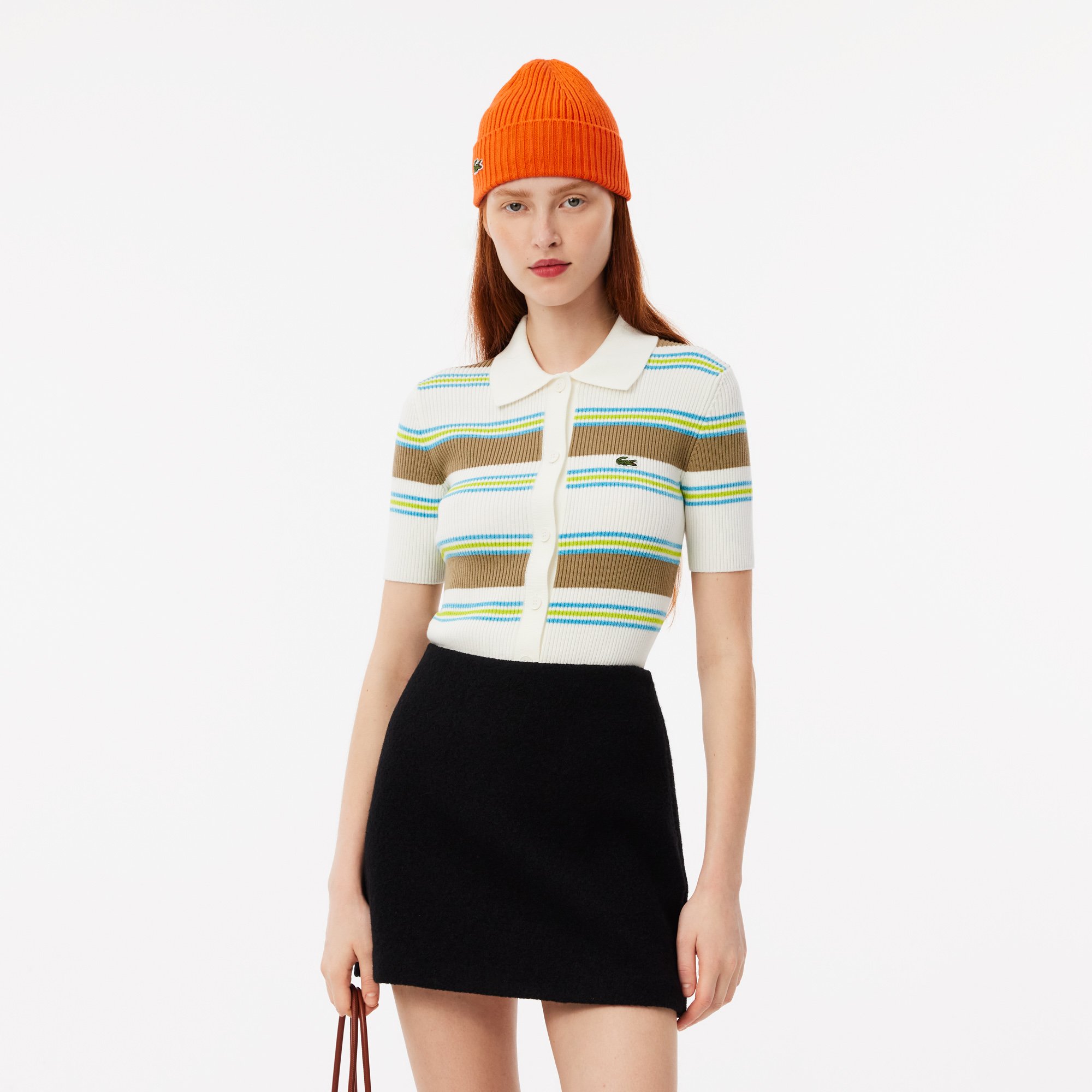 Áo Len Polo Lacoste Nữ Dệt Kim Cotton Gân