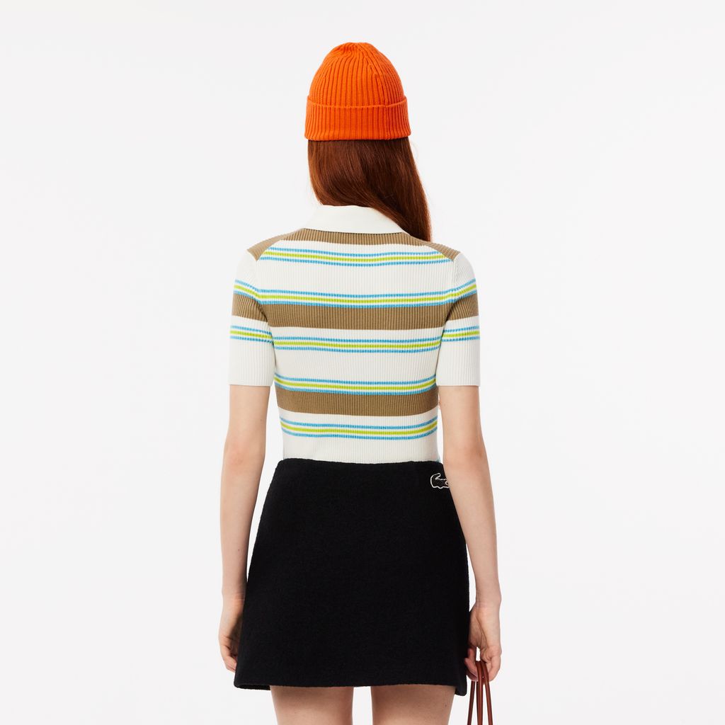 Áo Len Polo Lacoste Nữ Dệt Kim Cotton Gân