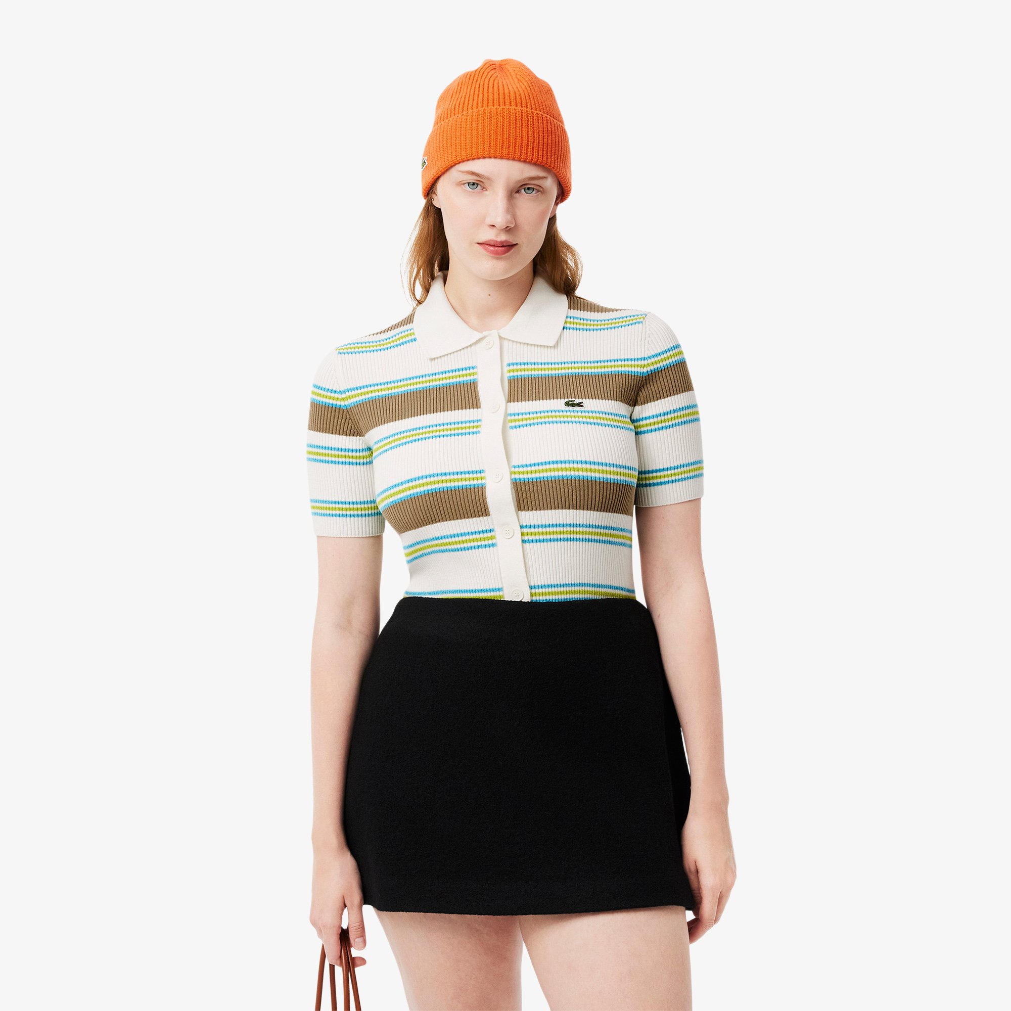 Áo Len Polo Lacoste Nữ Dệt Kim Cotton Gân
