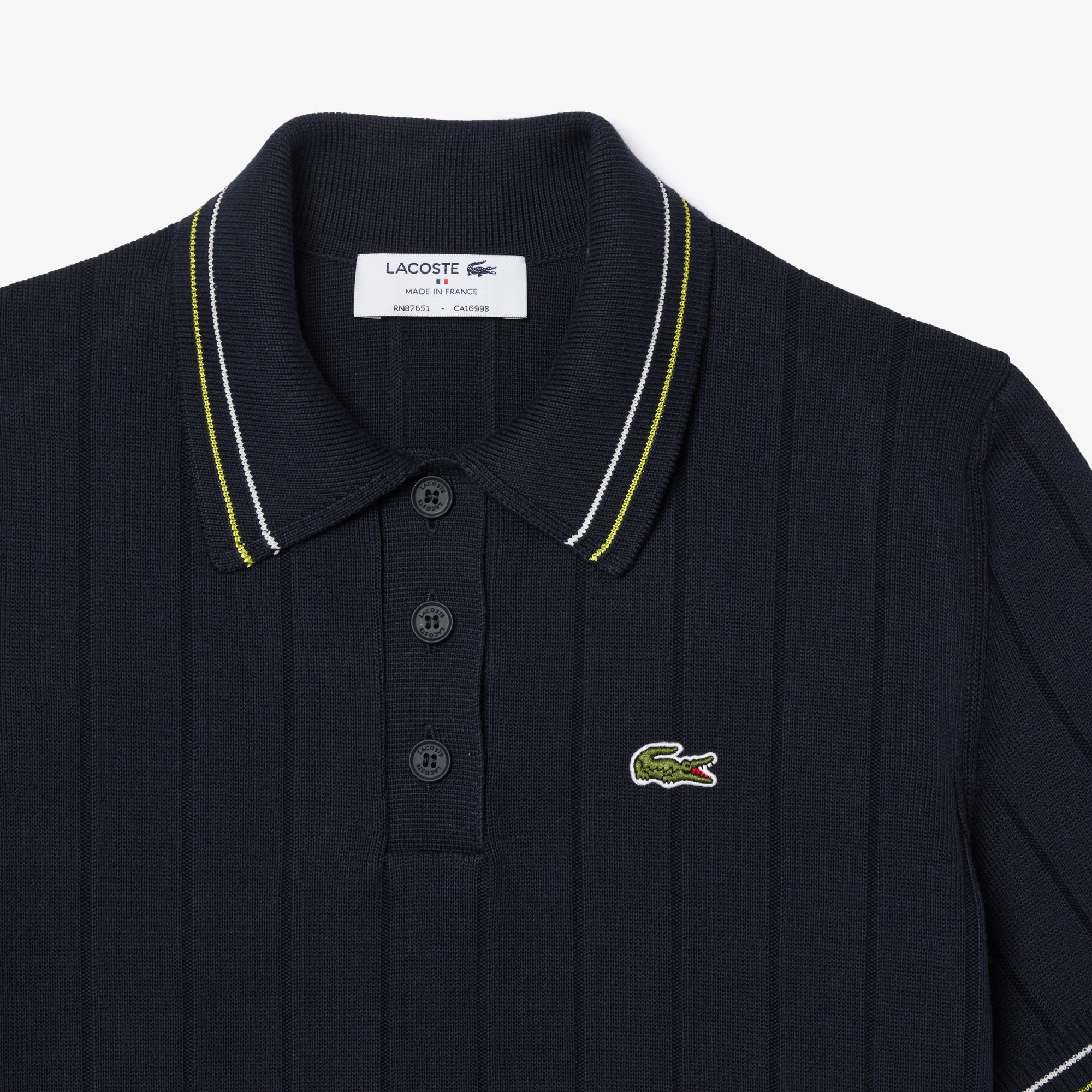Áo Len Polo Lacoste Nữ Có Sọc Nổi Chất Liệu Cotton Do Pháp Sản Xuất