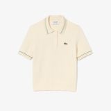 Áo Len Polo Lacoste Nữ Có Sọc Nổi Chất Liệu Cotton Do Pháp Sản Xuất