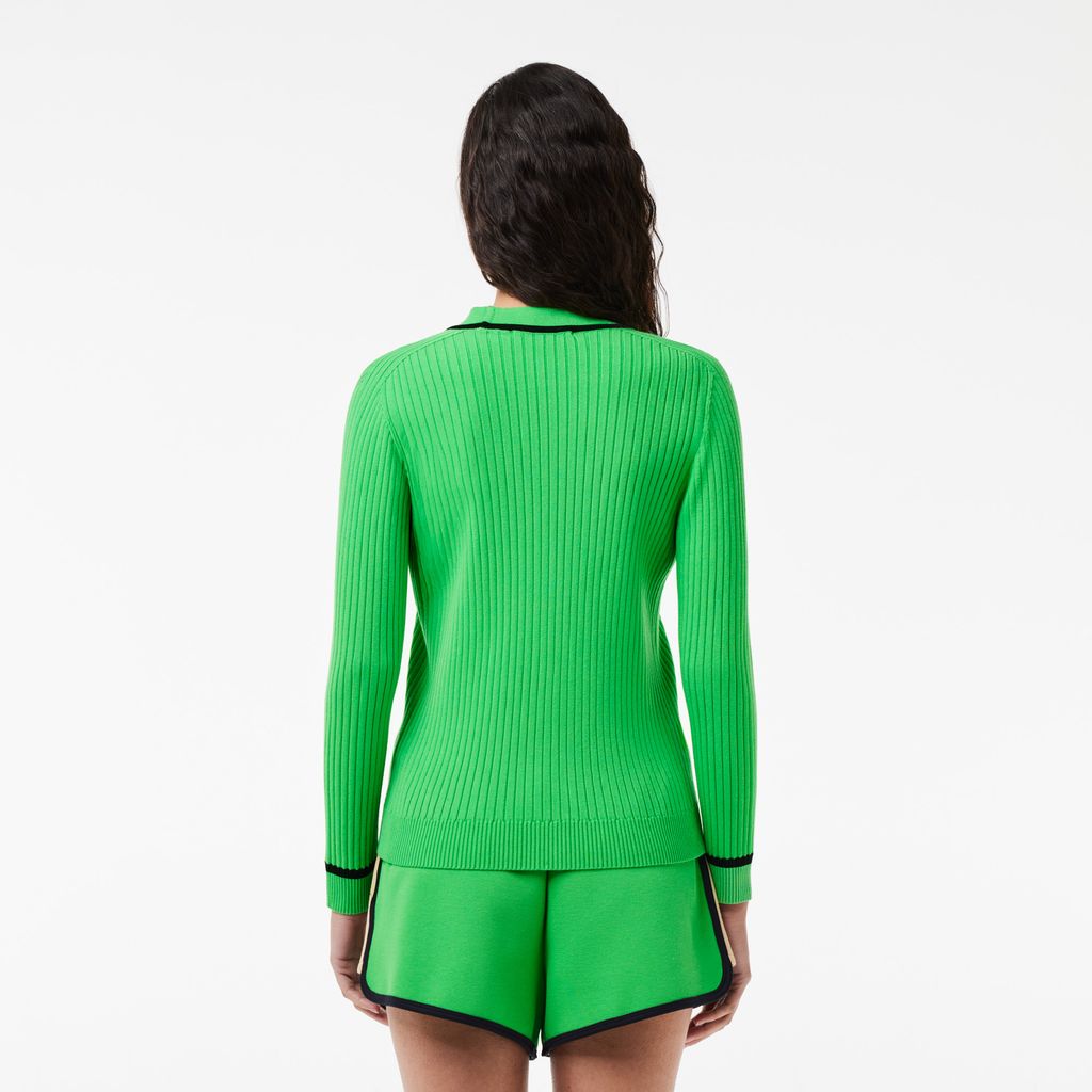 Áo Len Cardigan Lacoste Nữ Không Đường May Cổ Chữ V Dệt Kim 3D