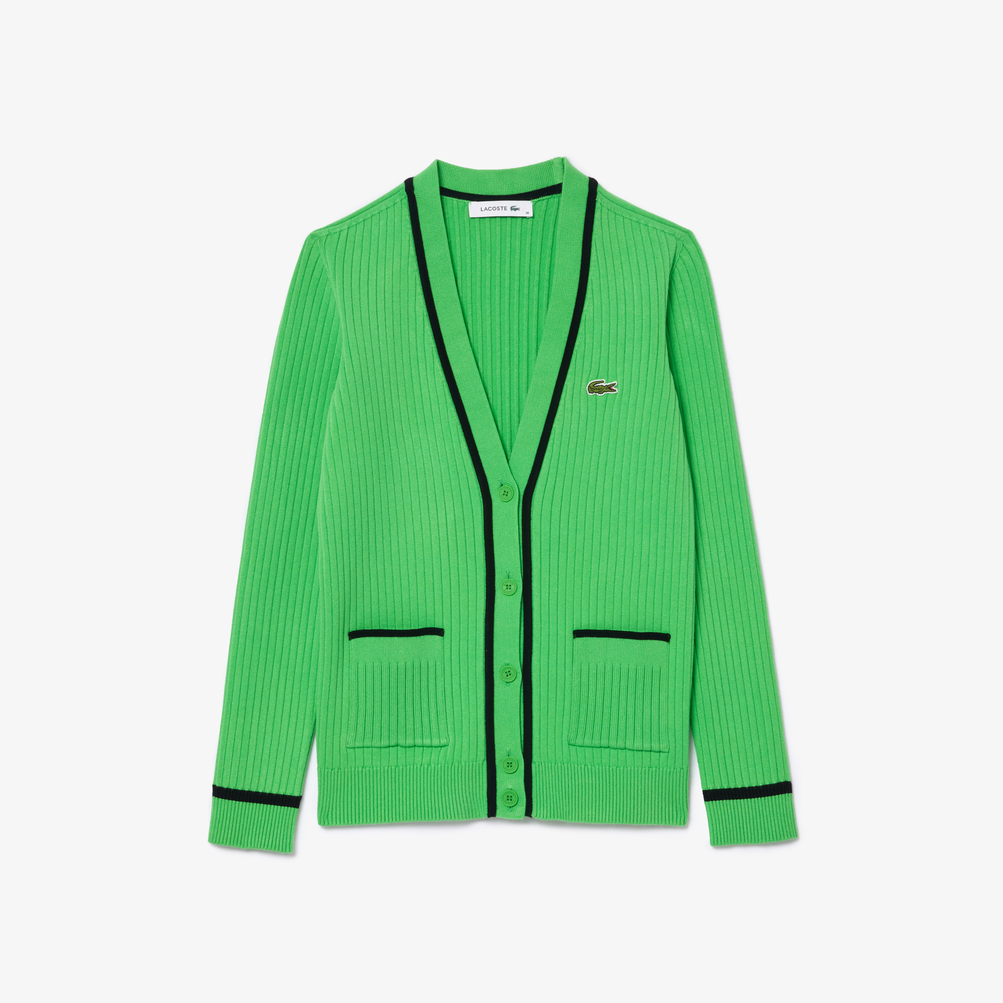 Áo Len Cardigan Lacoste Nữ Không Đường May Cổ Chữ V Dệt Kim 3D