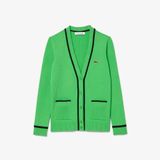 Áo Len Cardigan Lacoste Nữ Không Đường May Cổ Chữ V Dệt Kim 3D