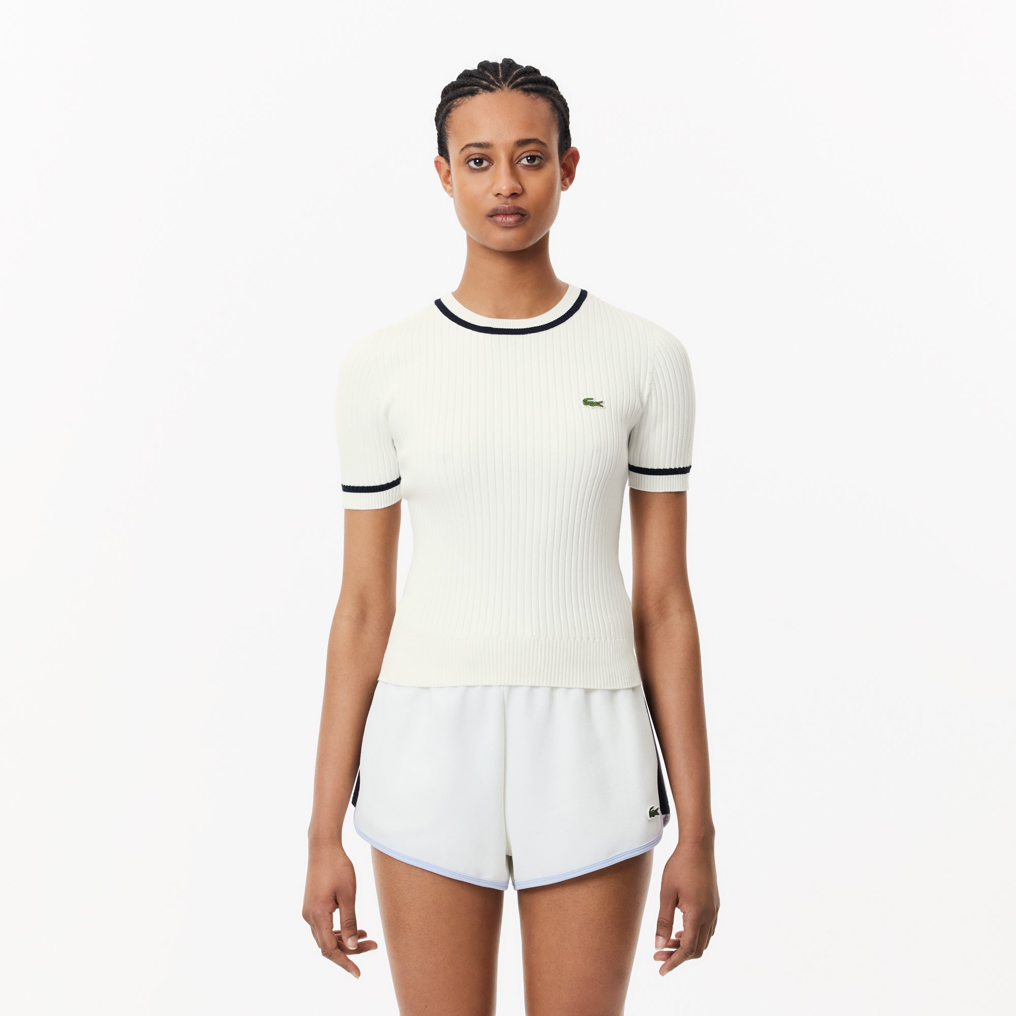 Áo Len Lacoste Nữ Không Đường May Dệt Kim 3D