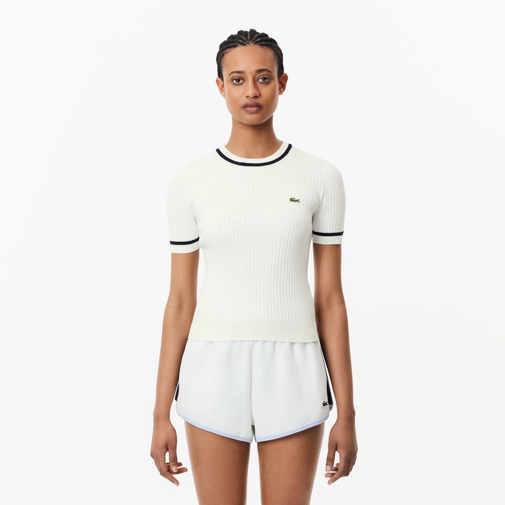 Áo Len Lacoste Nữ Không Đường May Dệt Kim 3D