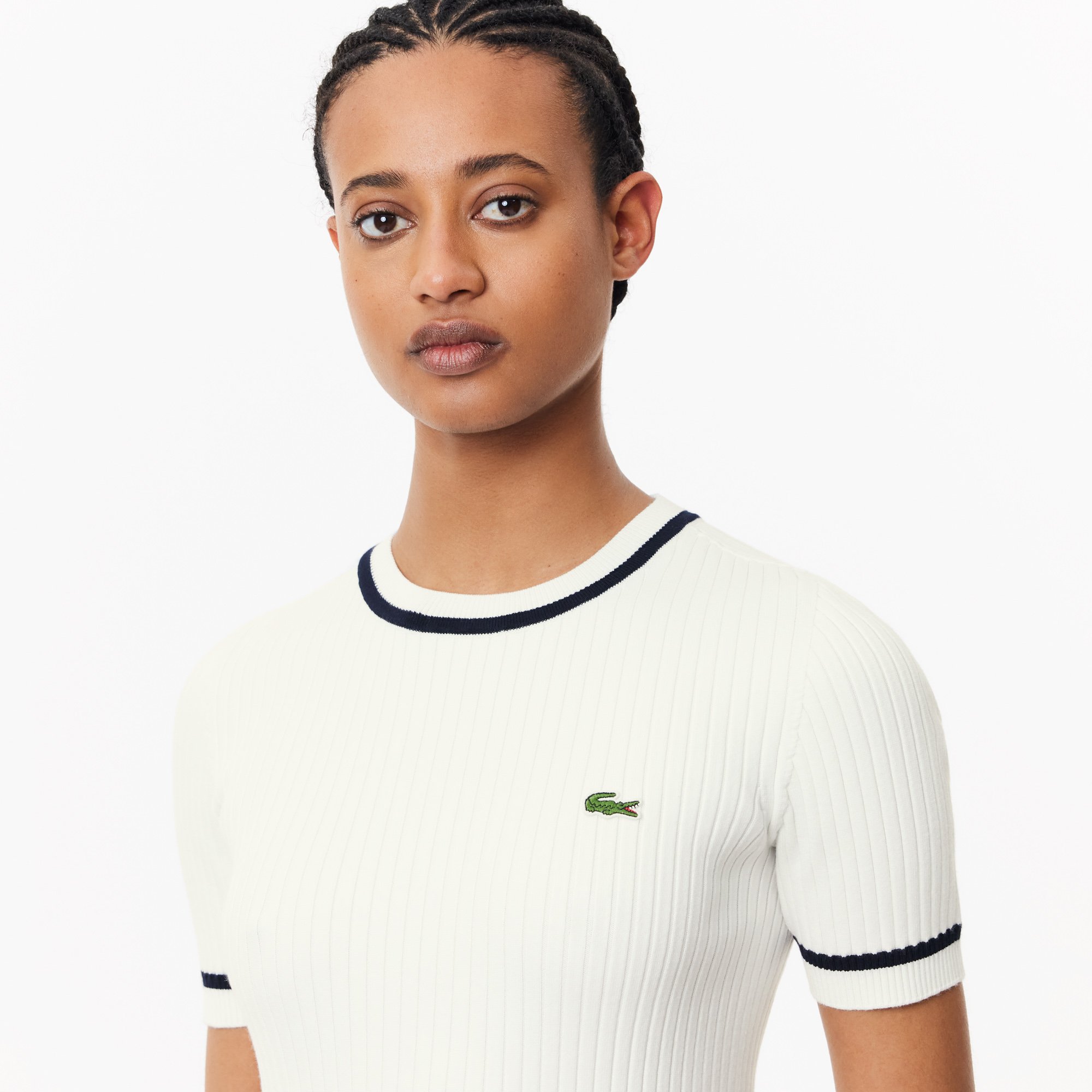 Áo Len Lacoste Nữ Không Đường May Dệt Kim 3D