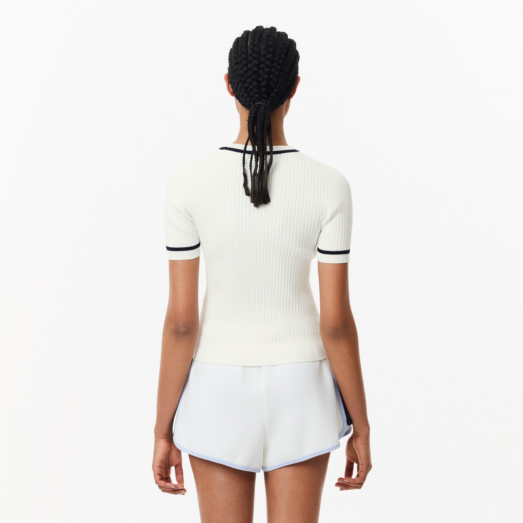 Áo Len Lacoste Nữ Không Đường May Dệt Kim 3D