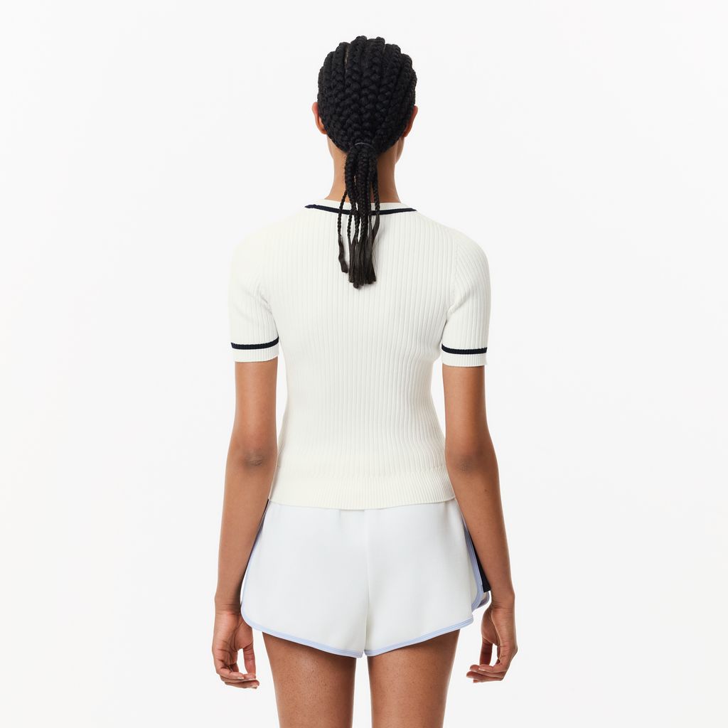 Áo Len Lacoste Nữ Không Đường May Dệt Kim 3D