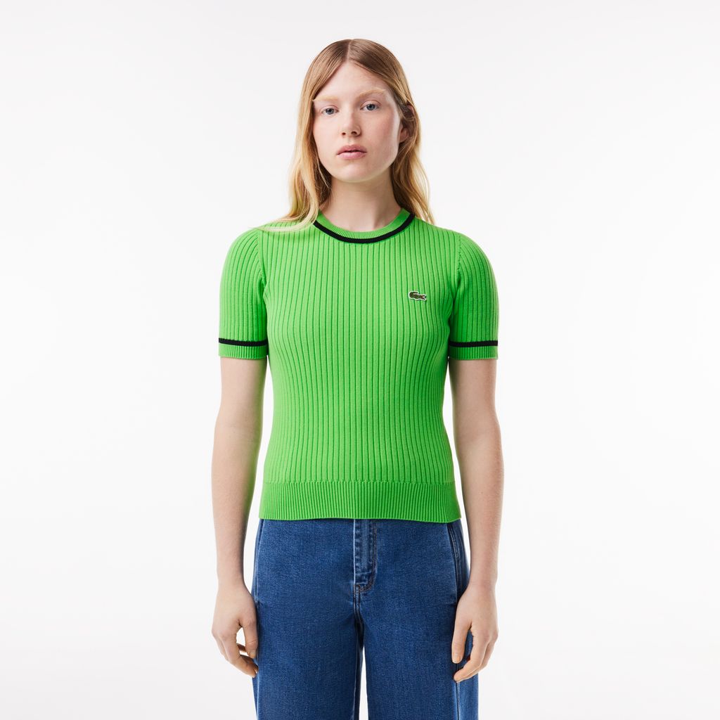 Áo Len Lacoste Nữ Không Đường May Dệt Kim 3D