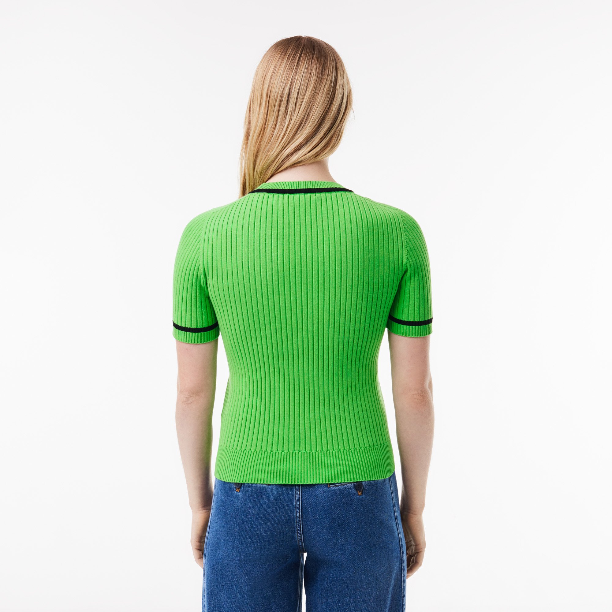 Áo Len Lacoste Nữ Không Đường May Dệt Kim 3D