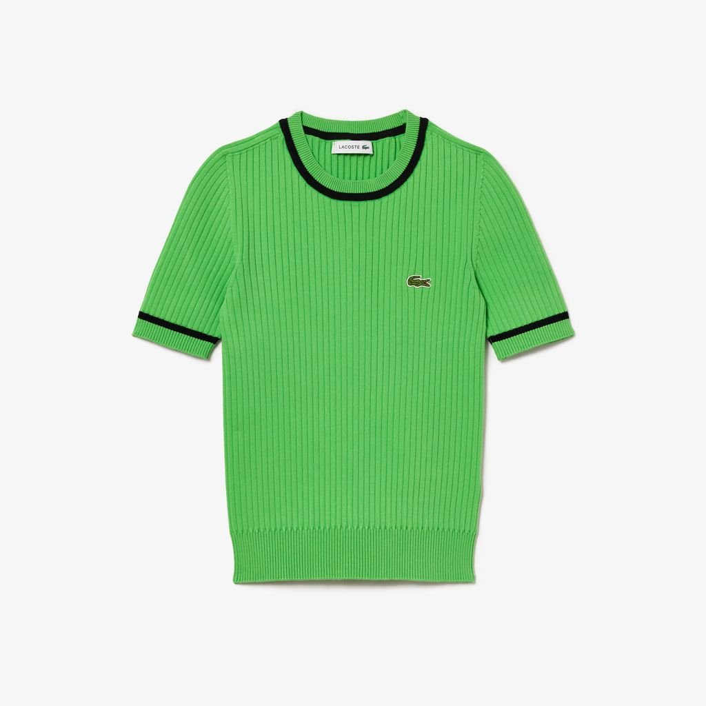 Áo Len Lacoste Nữ Không Đường May Dệt Kim 3D