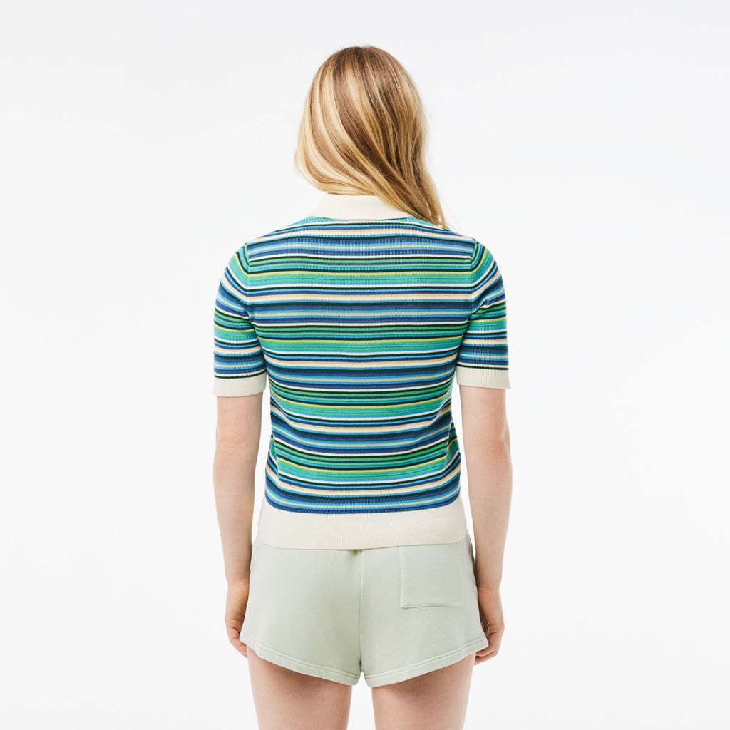 Áo Len Polo Lacoste Nữ Sọc Chất Liệu Cotton Jacquard