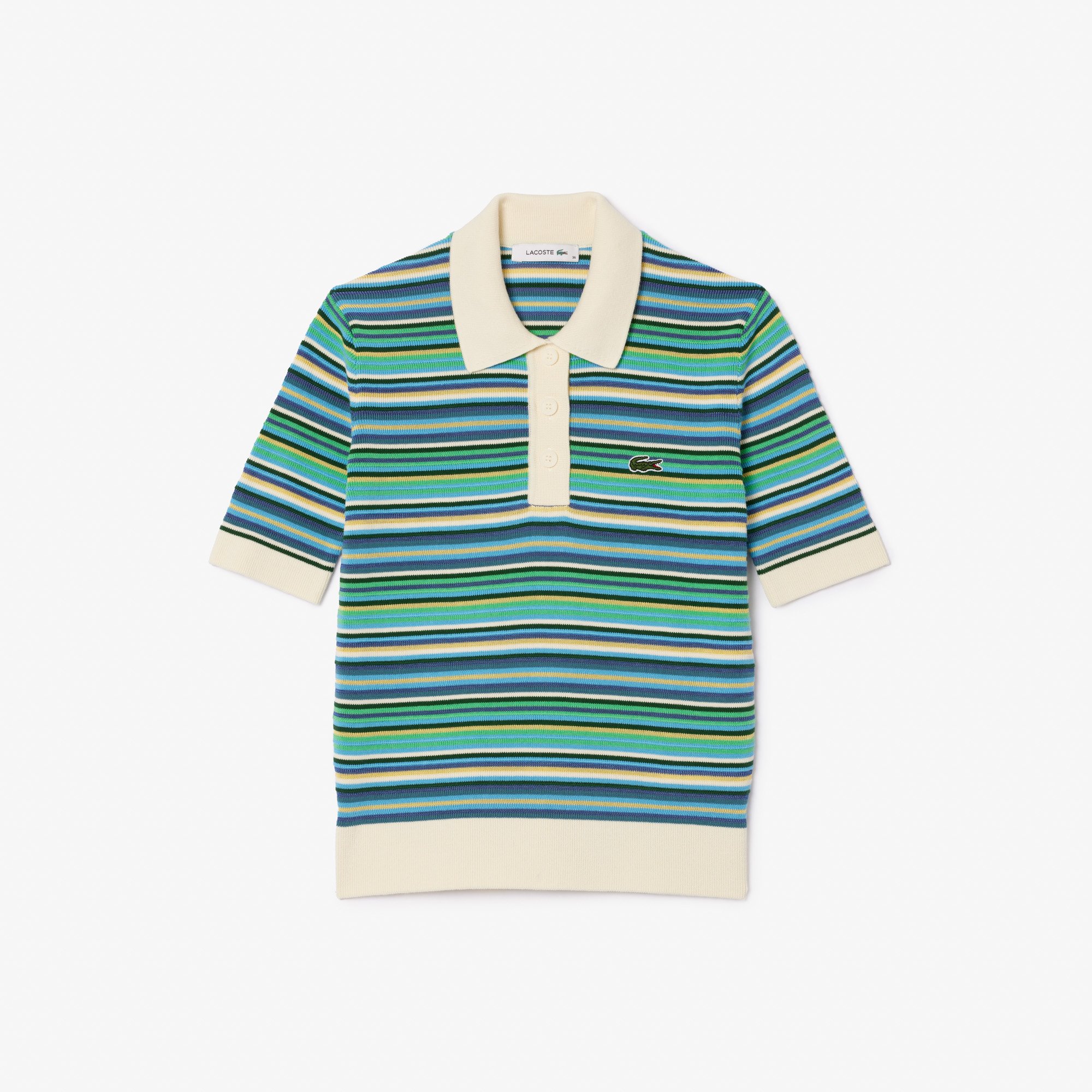 Áo Len Polo Lacoste Nữ Sọc Chất Liệu Cotton Jacquard