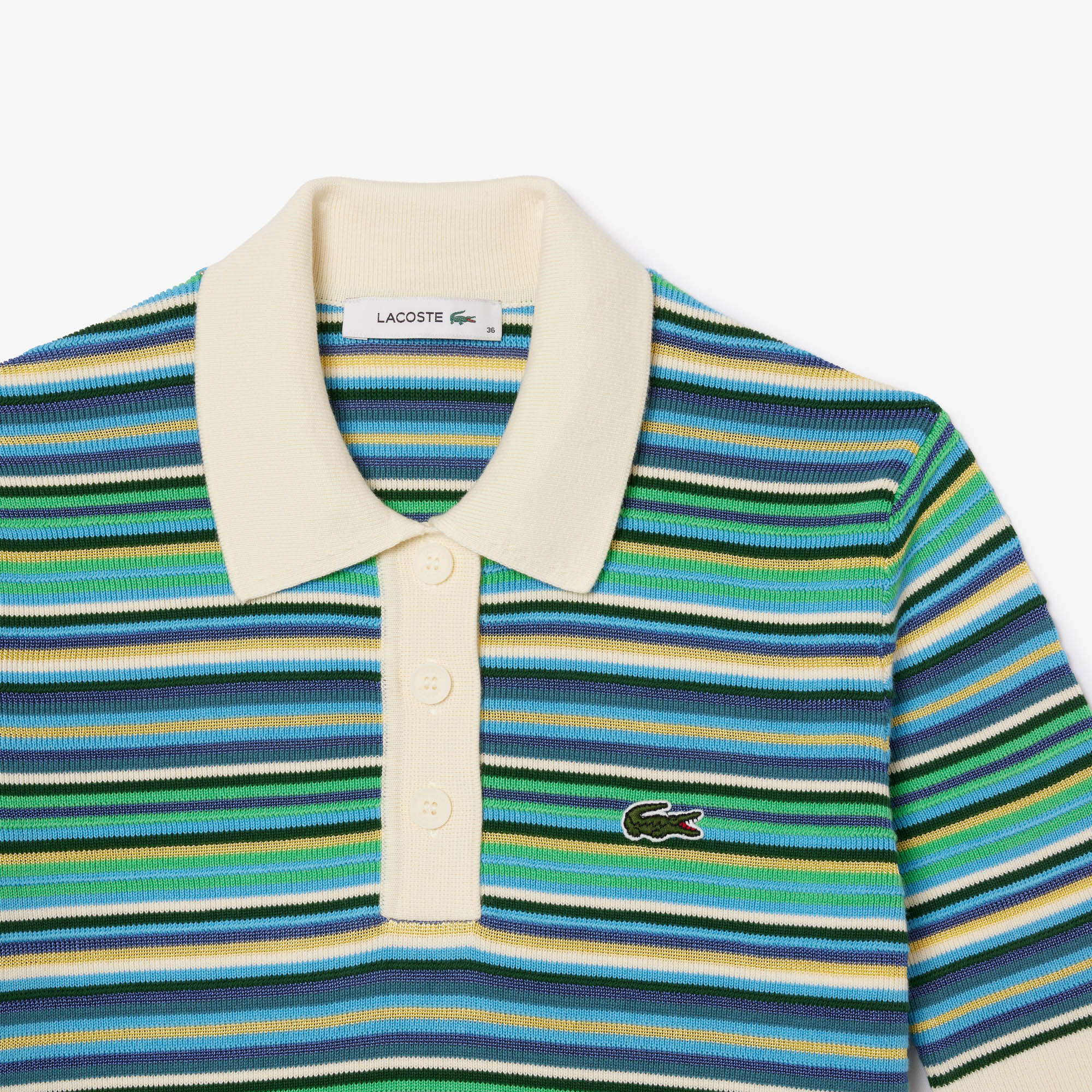 Áo Len Polo Lacoste Nữ Sọc Chất Liệu Cotton Jacquard