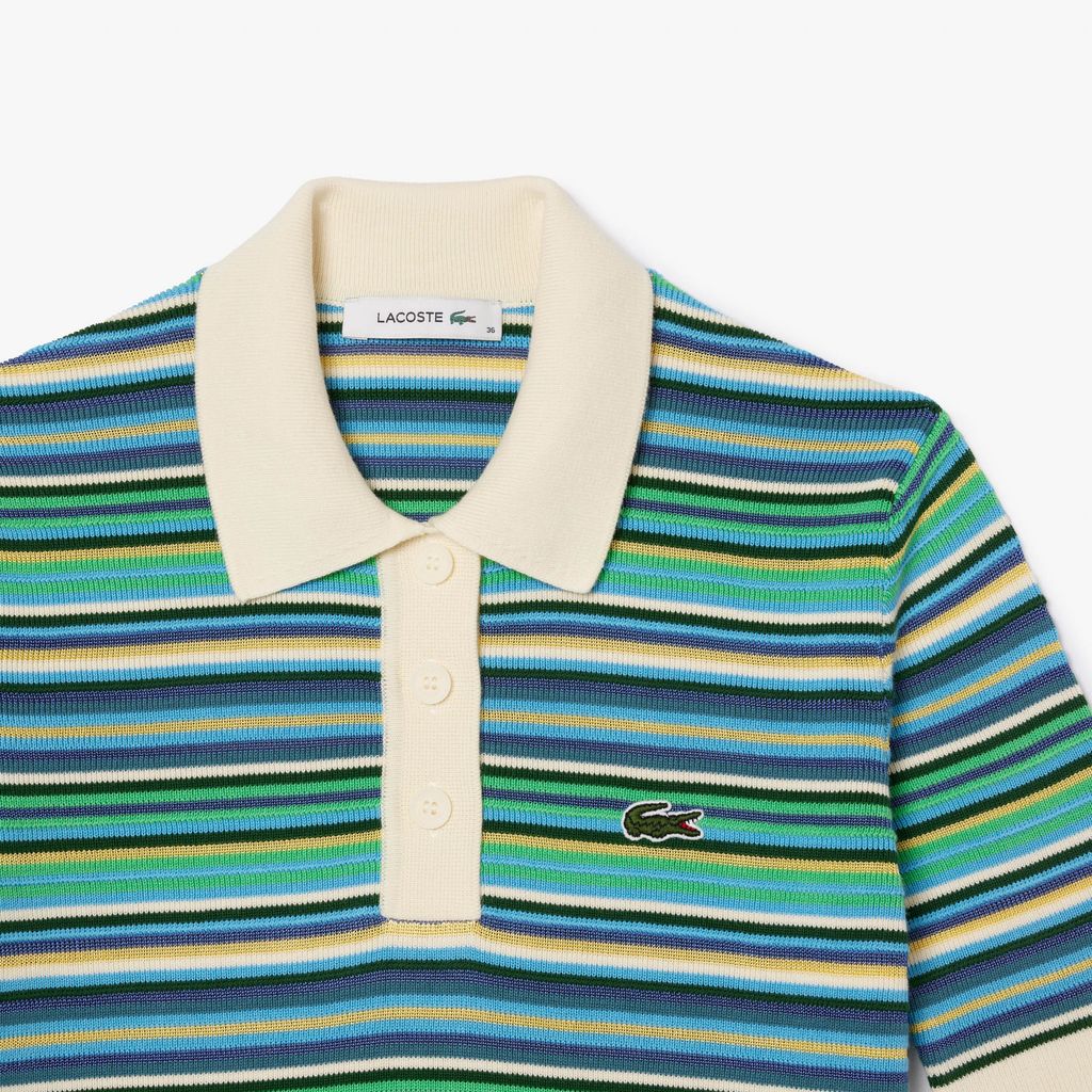 Áo Len Polo Lacoste Nữ Sọc Chất Liệu Cotton Jacquard