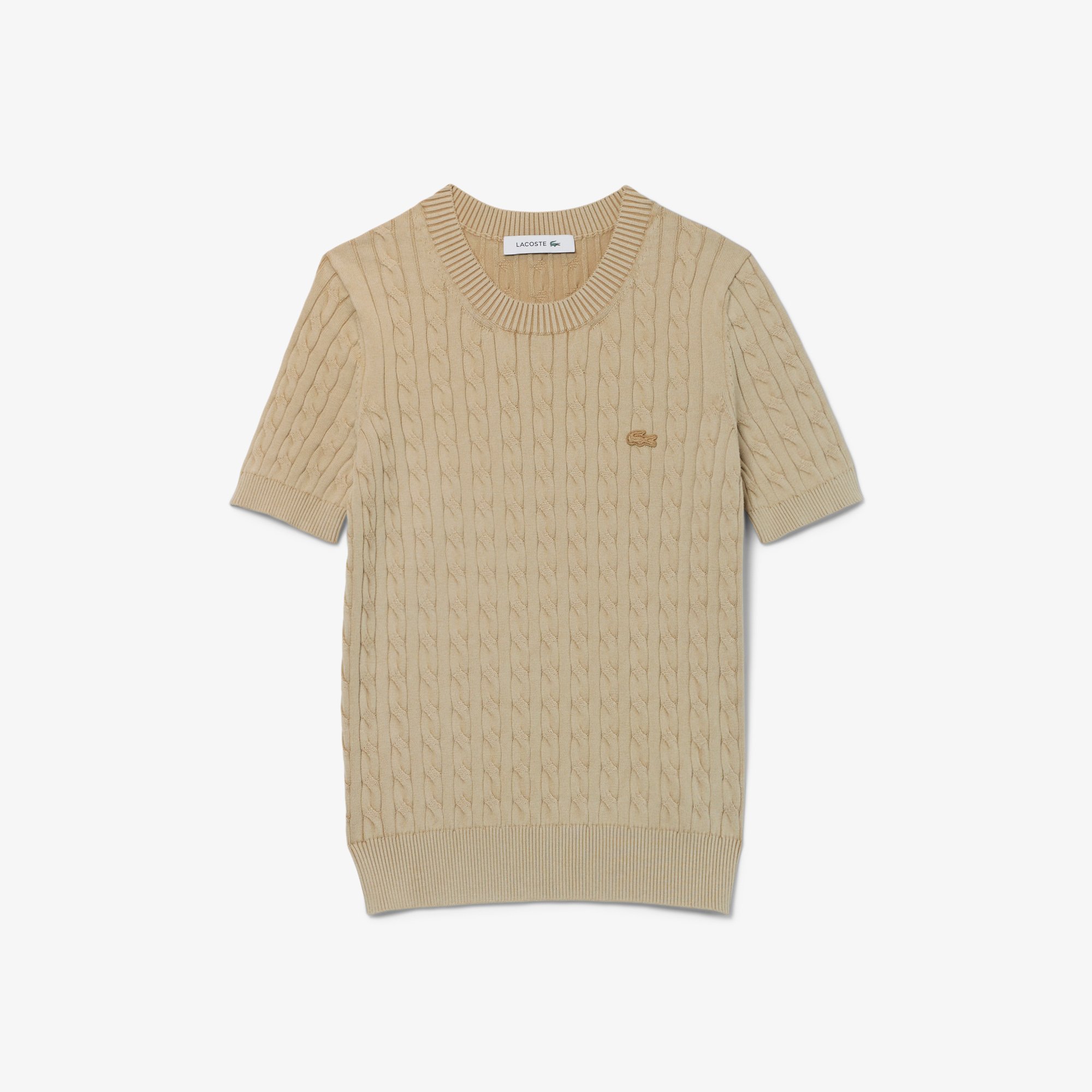 Áo Len Lacoste Nữ Cable Chất Liệu Dệt Kim Hiệu Ứng Washed