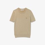 Áo Len Lacoste Nữ Cable Chất Liệu Dệt Kim Hiệu Ứng Washed