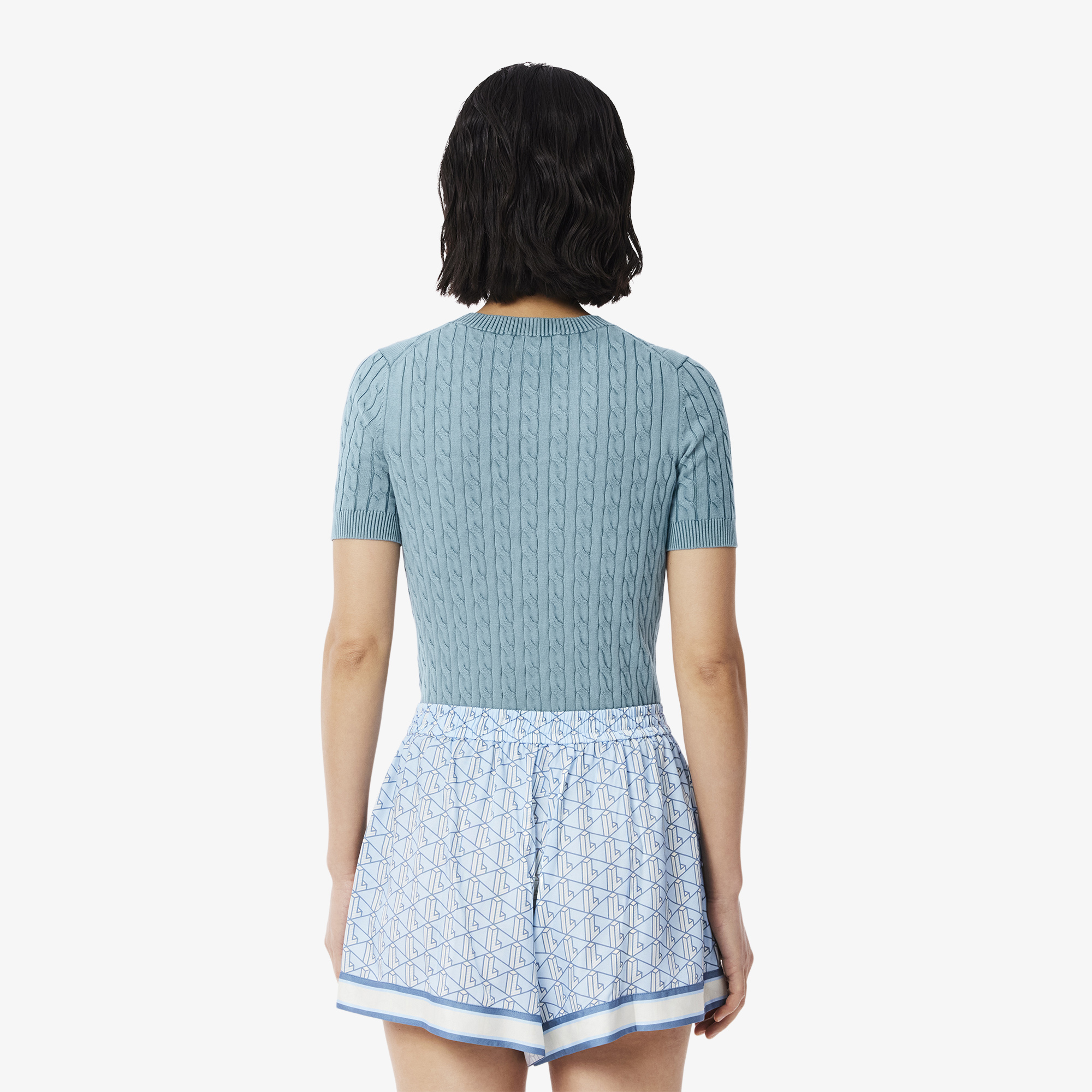 Áo Len Lacoste Nữ Cable Chất Liệu Dệt Kim Hiệu Ứng Washed