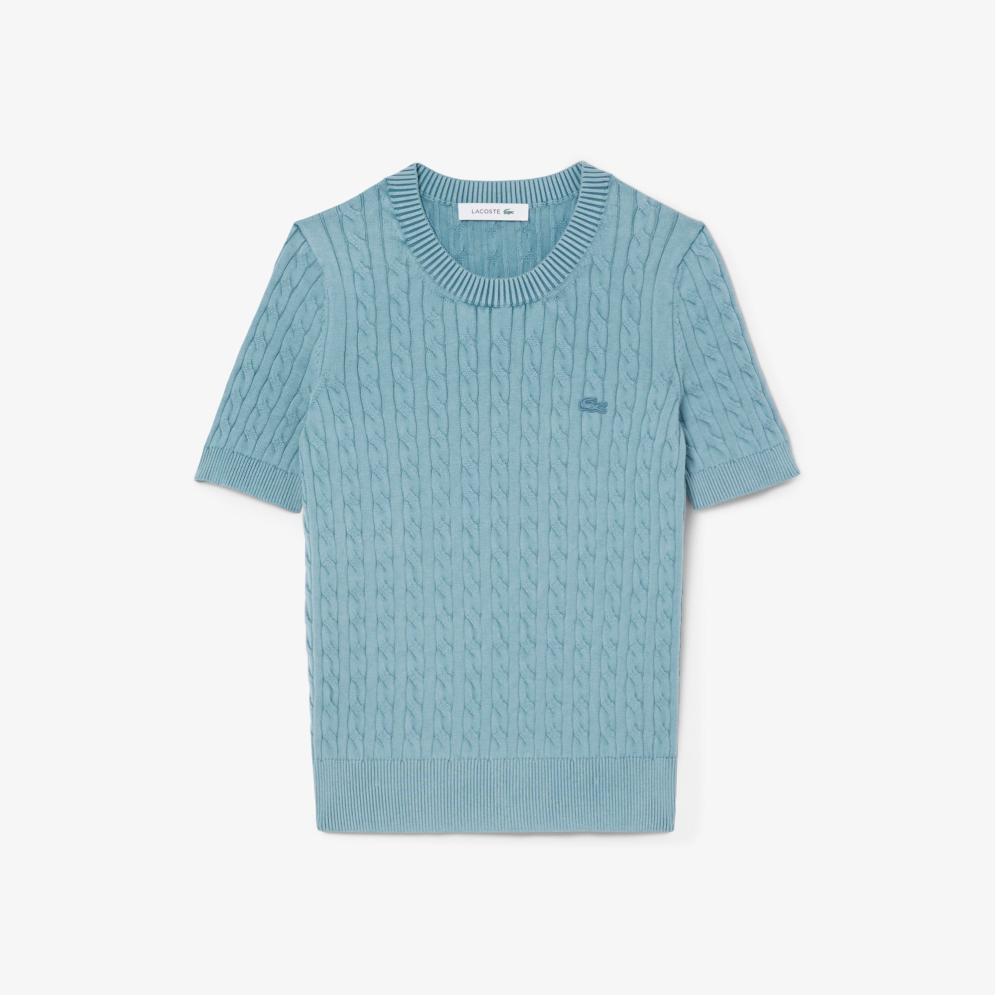 Áo Len Lacoste Nữ Cable Chất Liệu Dệt Kim Hiệu Ứng Washed