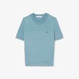 Áo Len Lacoste Nữ Cable Chất Liệu Dệt Kim Hiệu Ứng Washed