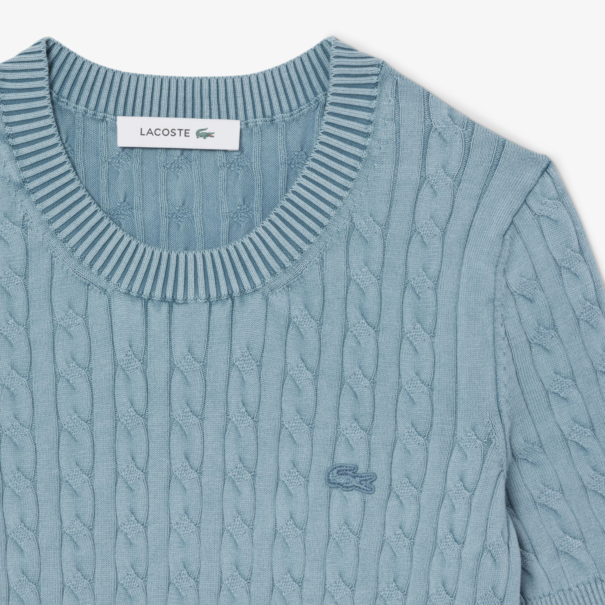 Áo Len Lacoste Nữ Cable Chất Liệu Dệt Kim Hiệu Ứng Washed