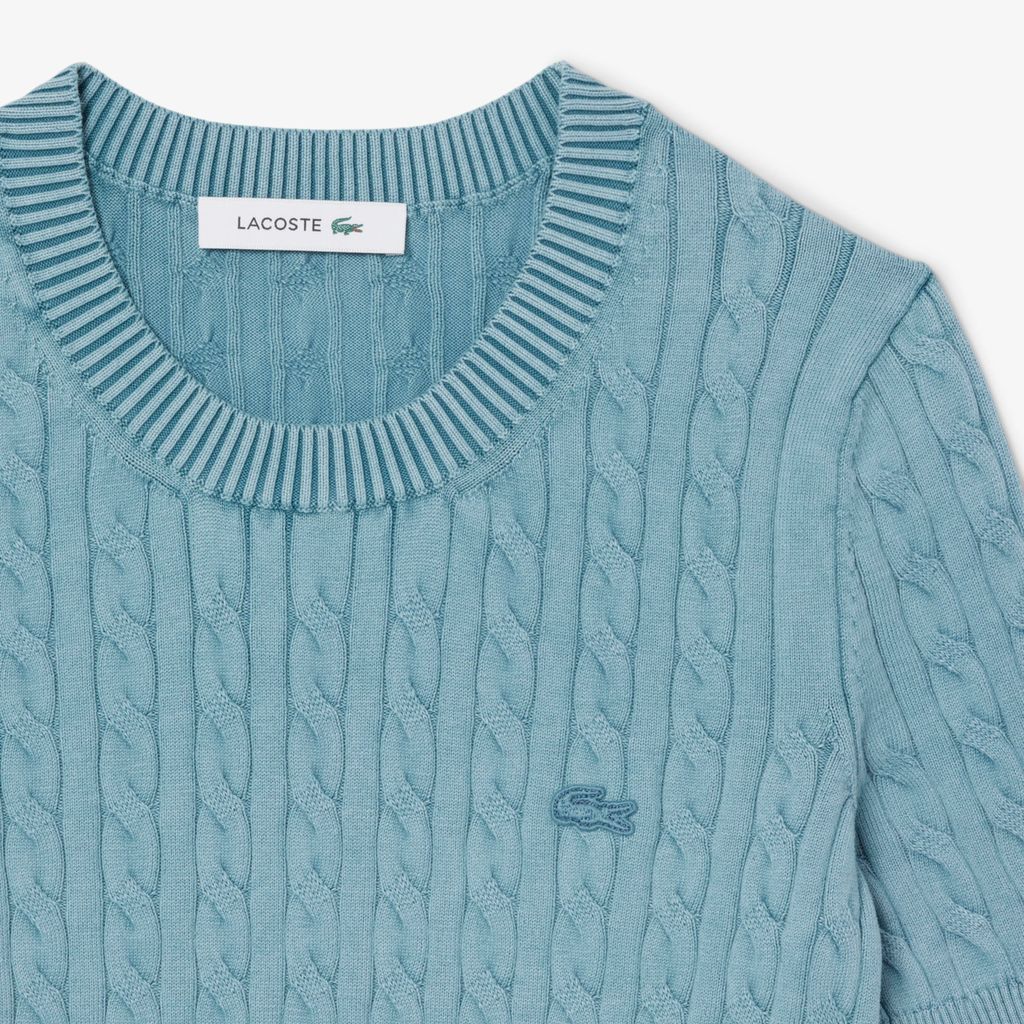 Áo Len Lacoste Nữ Cable Chất Liệu Dệt Kim Hiệu Ứng Washed