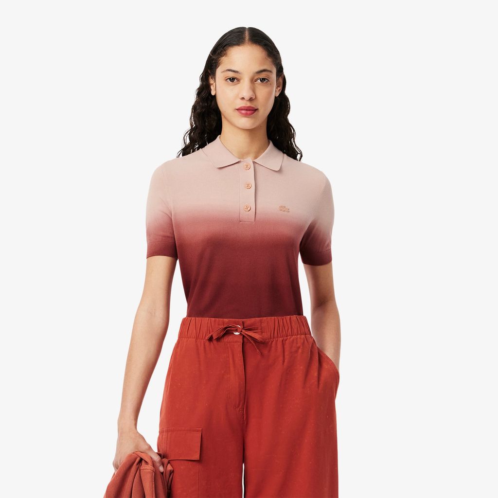 Áo Len Lacoste Nữ Dáng Cổ Điển Chất Liệu Dệt Kim Họa Tiết Ombré