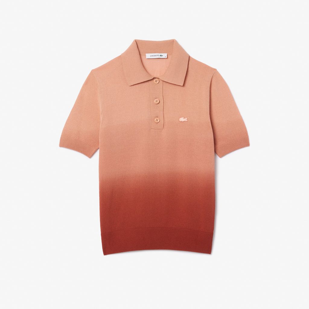 Áo Len Lacoste Nữ Dáng Cổ Điển Chất Liệu Dệt Kim Họa Tiết Ombré
