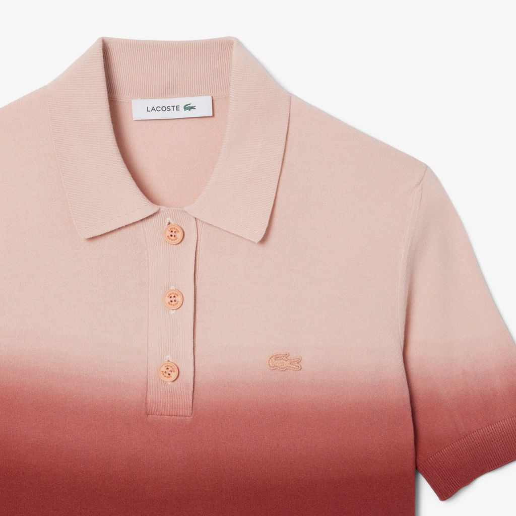 Áo Len Lacoste Nữ Dáng Cổ Điển Chất Liệu Dệt Kim Họa Tiết Ombré