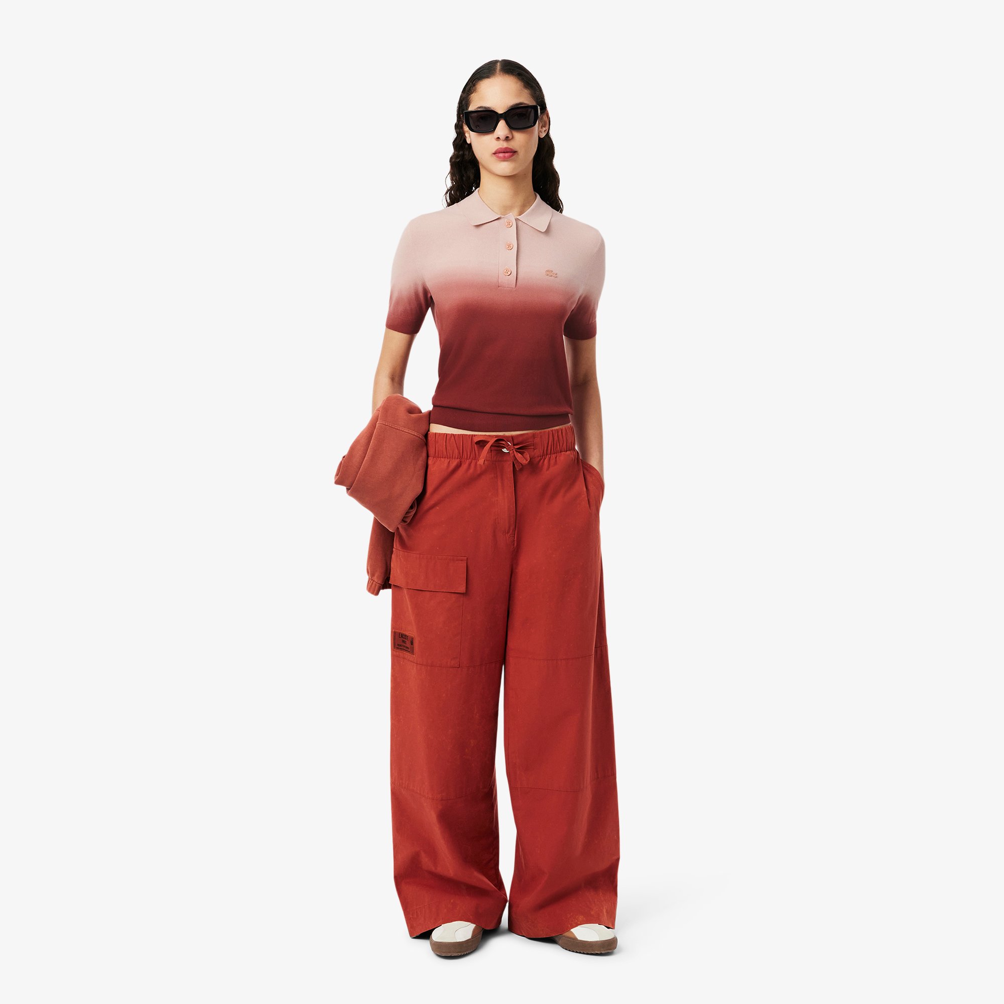Áo Len Lacoste Nữ Dáng Cổ Điển Chất Liệu Dệt Kim Họa Tiết Ombré