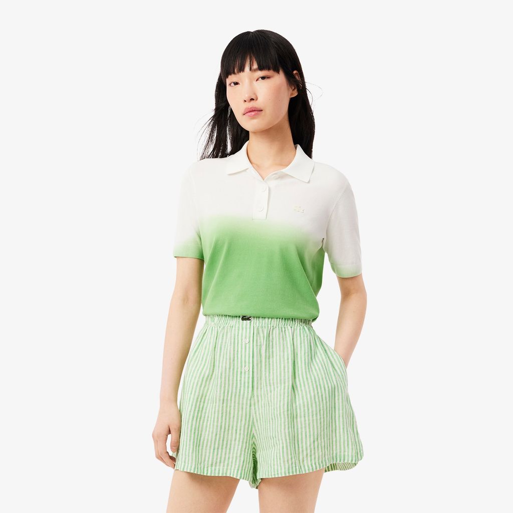 Áo Len Lacoste Nữ Dáng Cổ Điển Chất Liệu Dệt Kim Họa Tiết Ombré