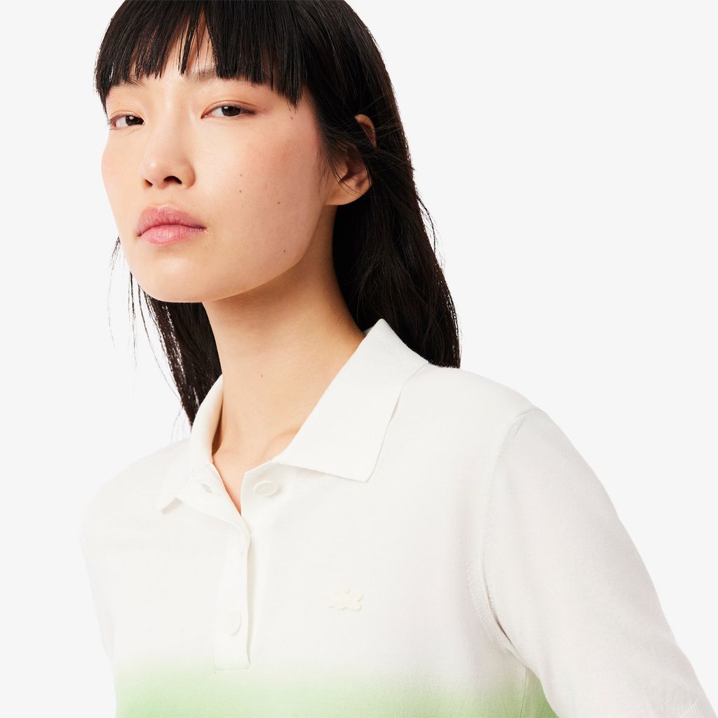 Áo Len Lacoste Nữ Dáng Cổ Điển Chất Liệu Dệt Kim Họa Tiết Ombré