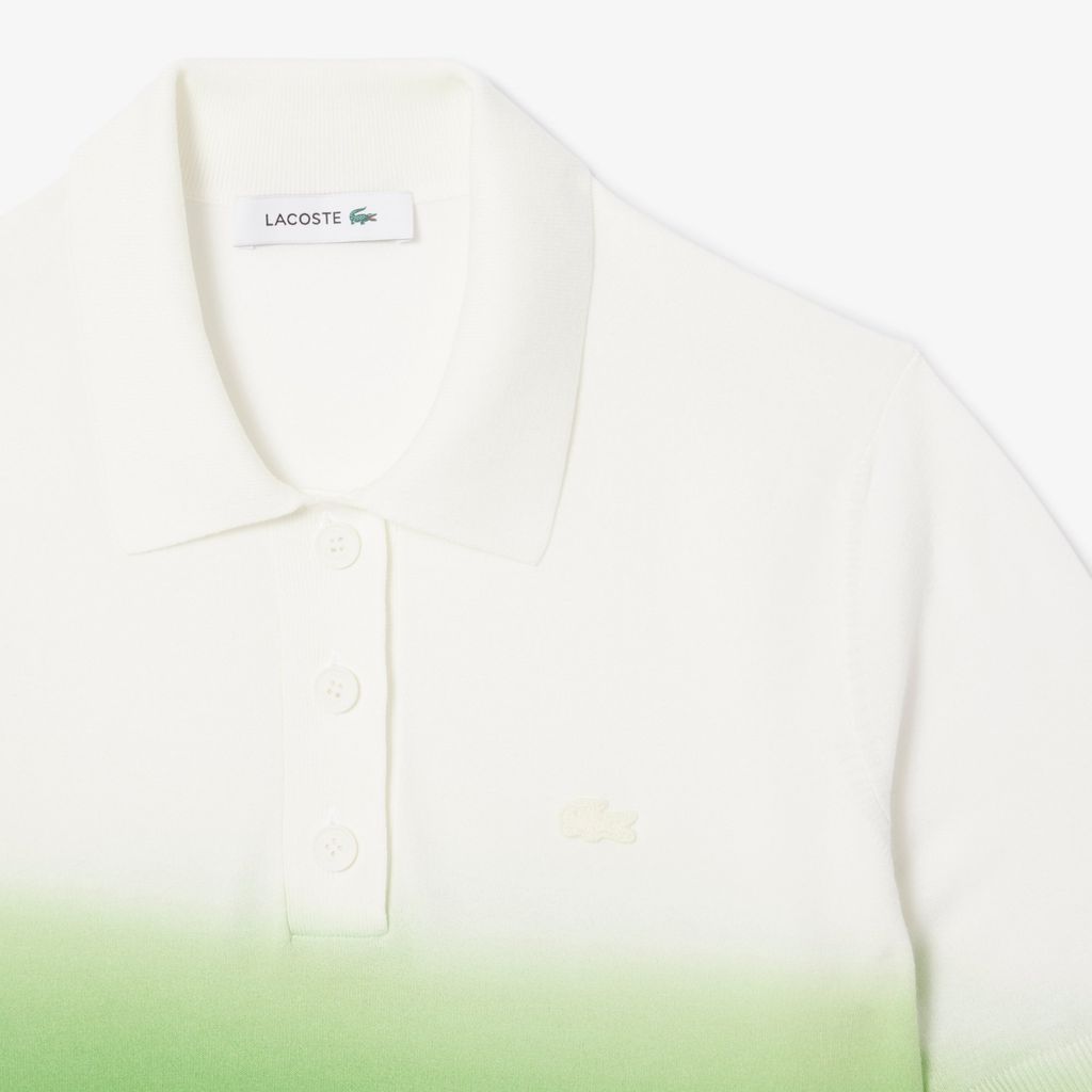 Áo Len Lacoste Nữ Dáng Cổ Điển Chất Liệu Dệt Kim Họa Tiết Ombré