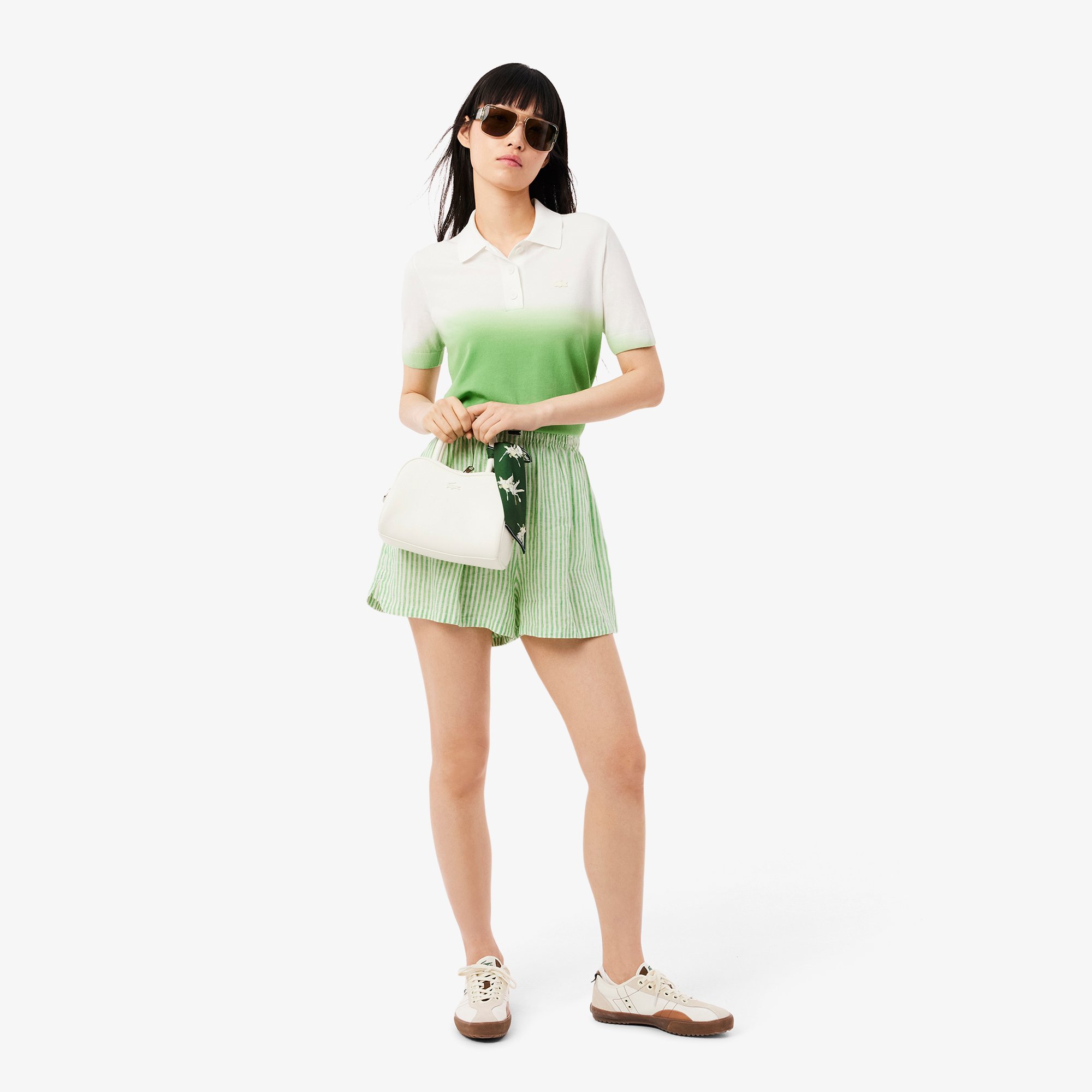 Áo Len Lacoste Nữ Dáng Cổ Điển Chất Liệu Dệt Kim Họa Tiết Ombré
