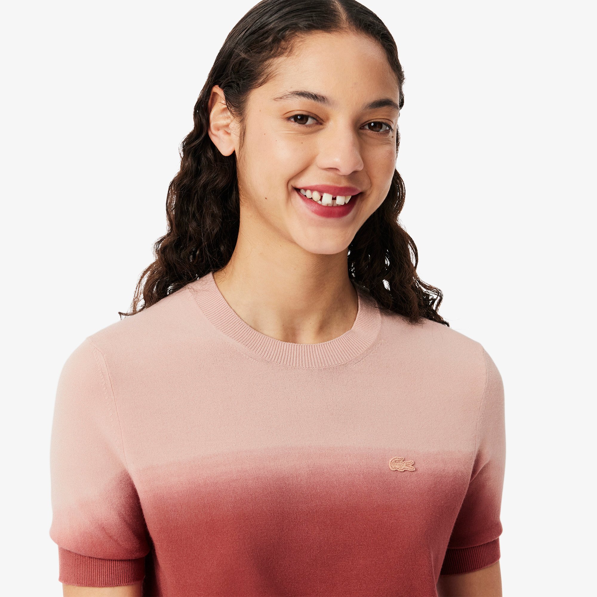 Áo Len Lacoste Nữ Tay Ngắn Hiệu Ứng Ombré