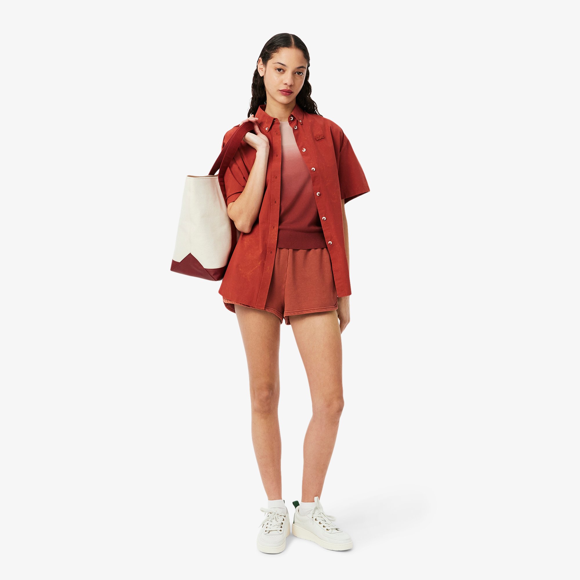 Áo Len Lacoste Nữ Tay Ngắn Hiệu Ứng Ombré