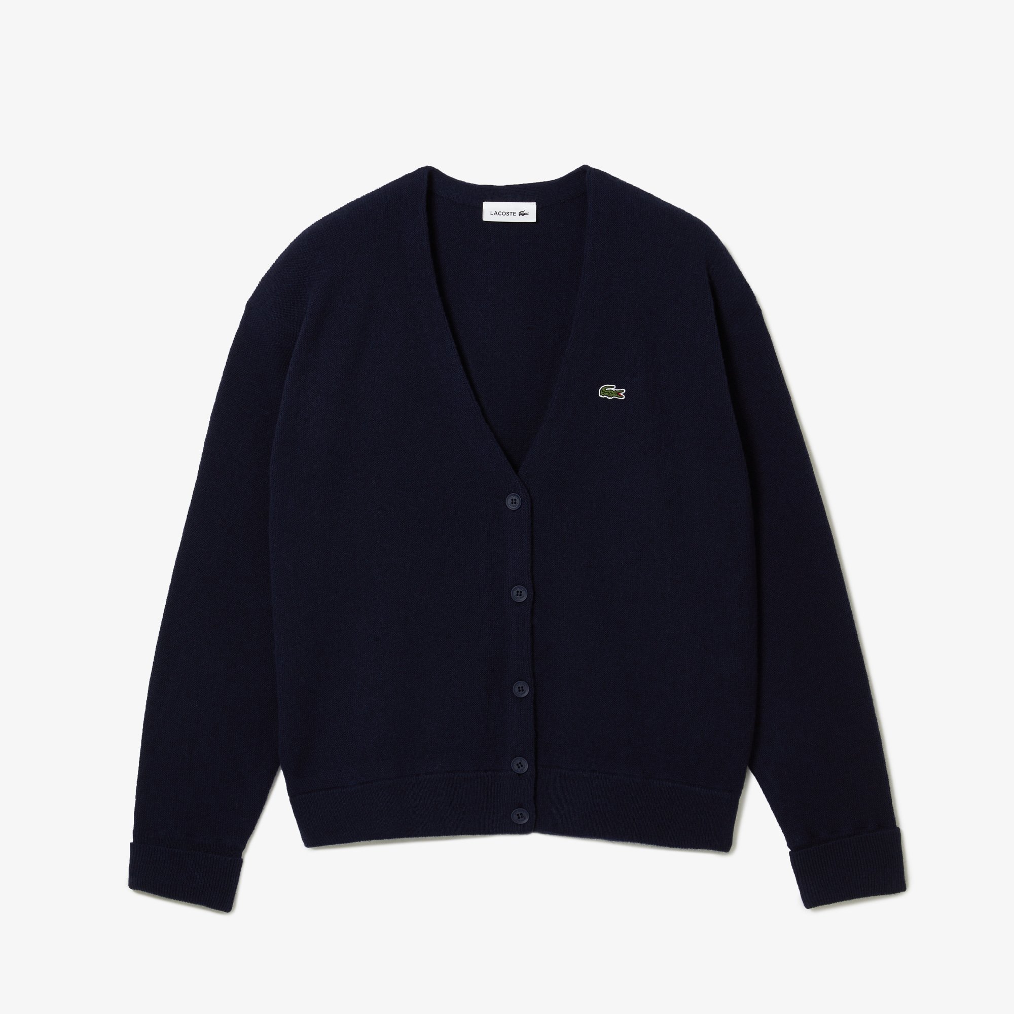 Áo Len Cardigan Lacoste Nữ Dáng Rộng Cổ Chữ V