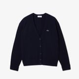 Áo Len Cardigan Lacoste Nữ Dáng Rộng Cổ Chữ V