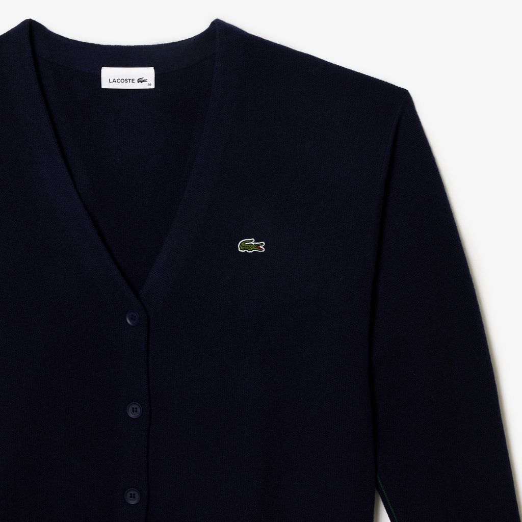 Áo Len Cardigan Lacoste Nữ Dáng Rộng Cổ Chữ V