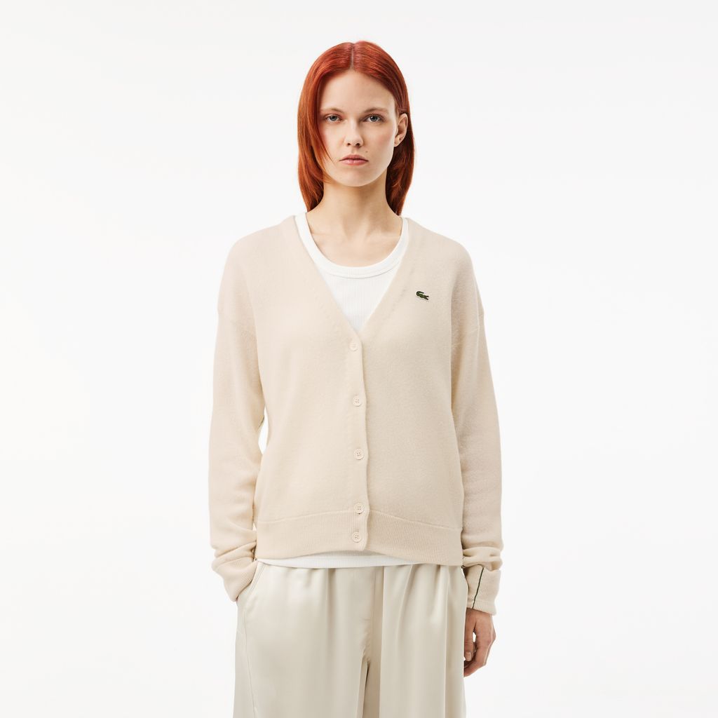 Áo Len Cardigan Lacoste Nữ Dáng Rộng Cổ Chữ V